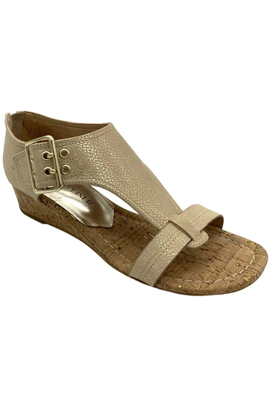 Donald Pliner Women's Virgina Tumbled Metallic Wedge Sandals Platinum - Medium